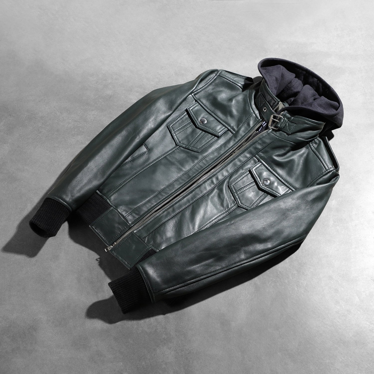 Women Green  Bomber  Leather Jacket