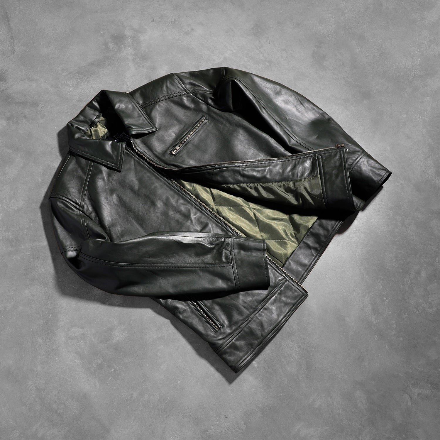 Green Leather Biker Jacket