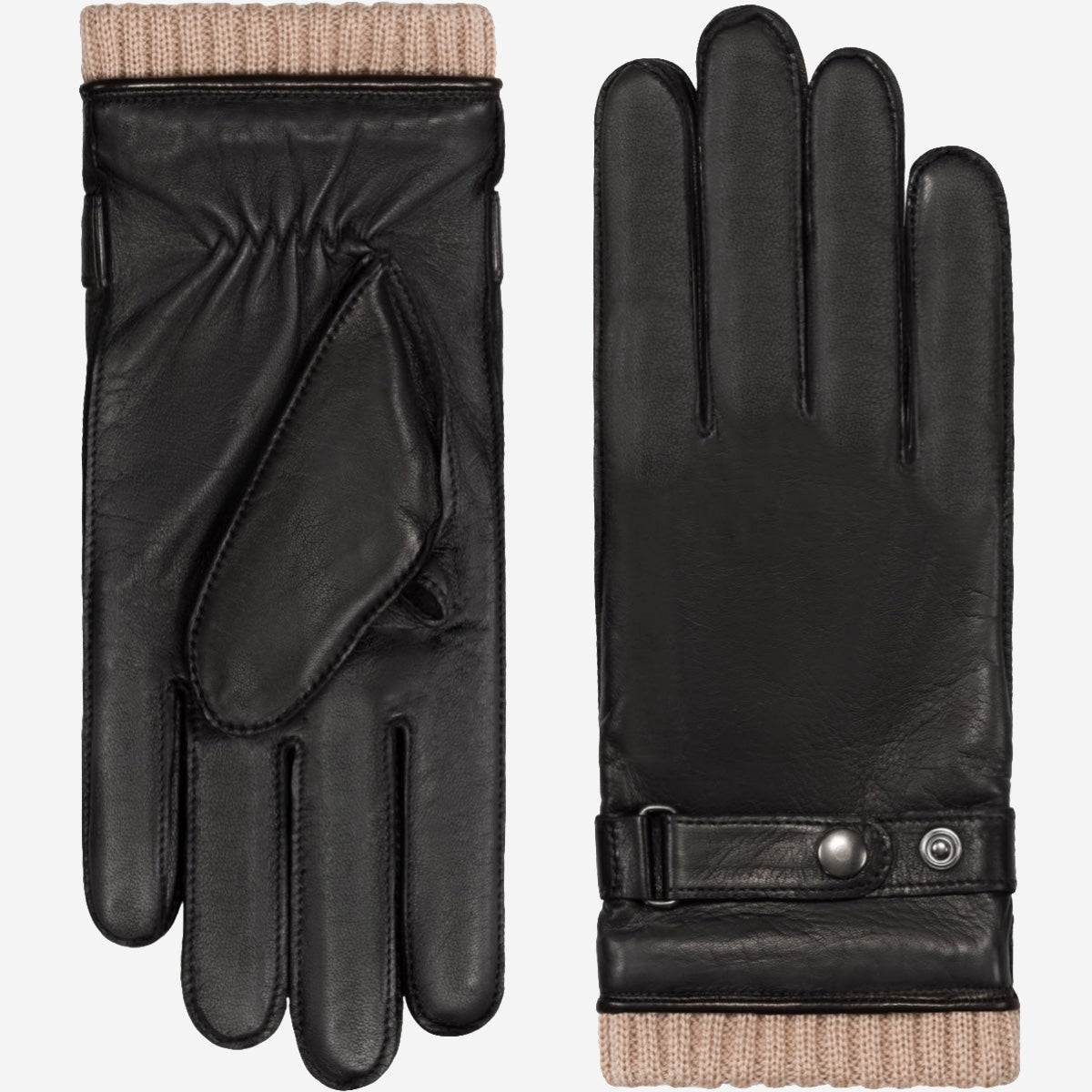 Men Black Winter Leather Gloves