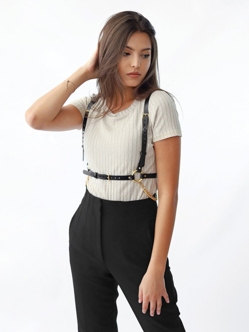 Women Black  Harness Blet