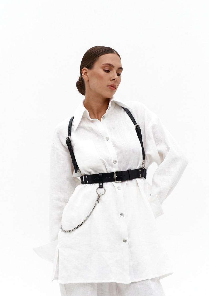Black Leather Women Harness Blet