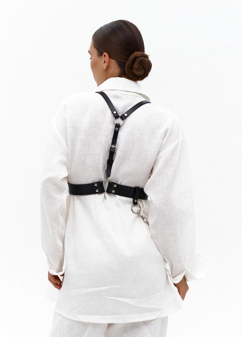 Black Leather Women Harness Blet
