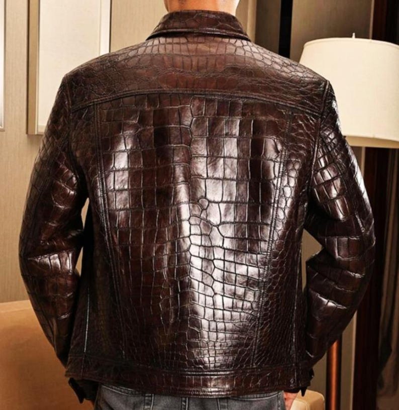 Brown Crocodile Leather Jacket