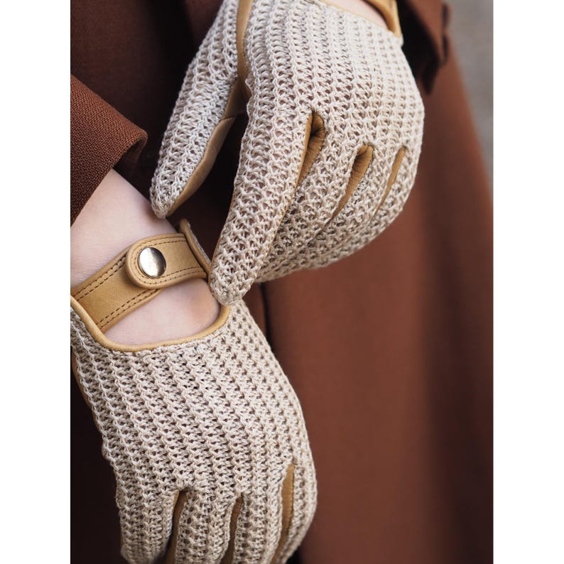 Women Bronze Driving Leather Gloves