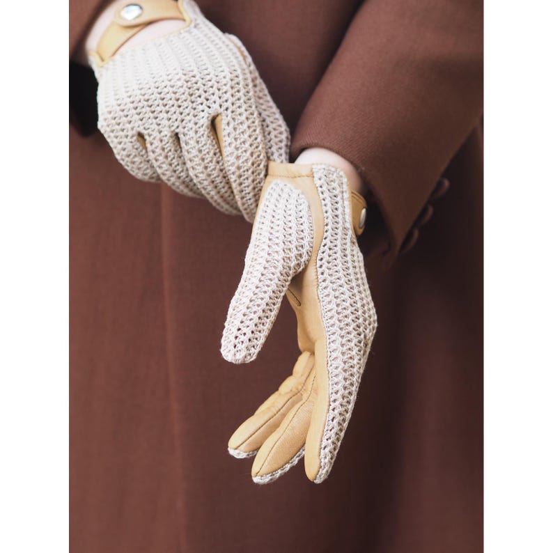 Women Bronze Driving Leather Gloves