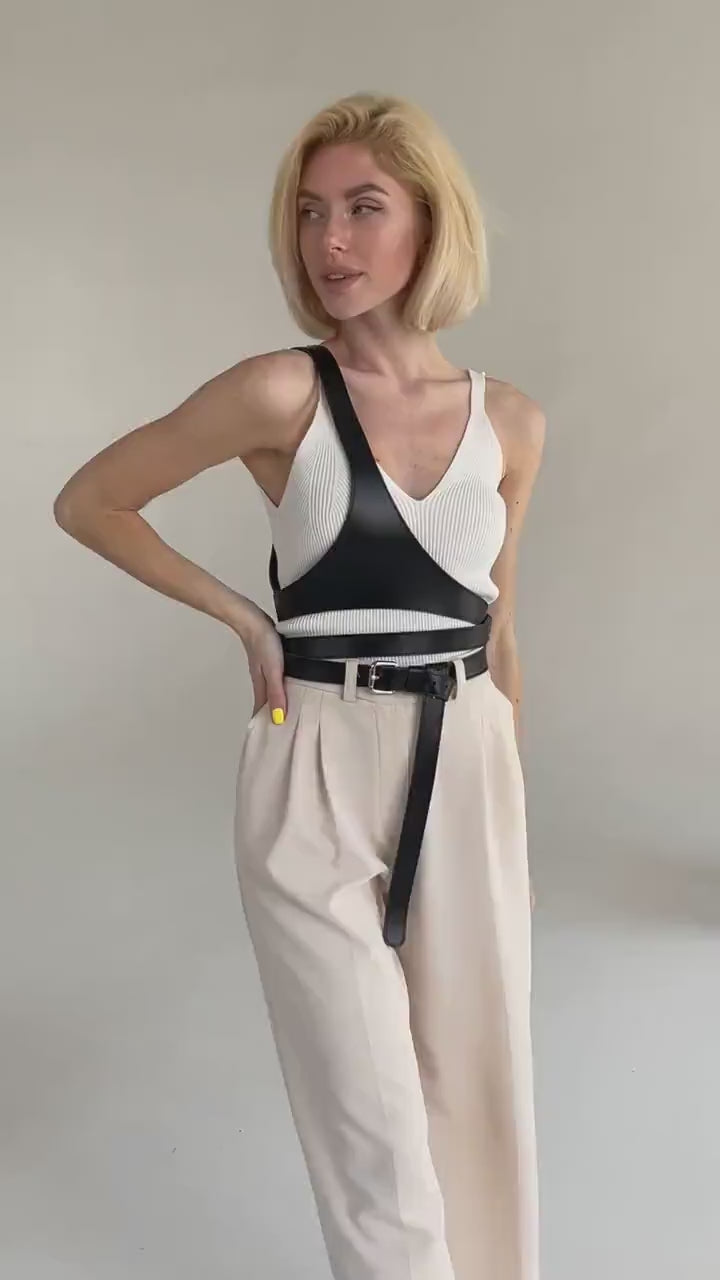 Fashion Harness Belt in high quality leather